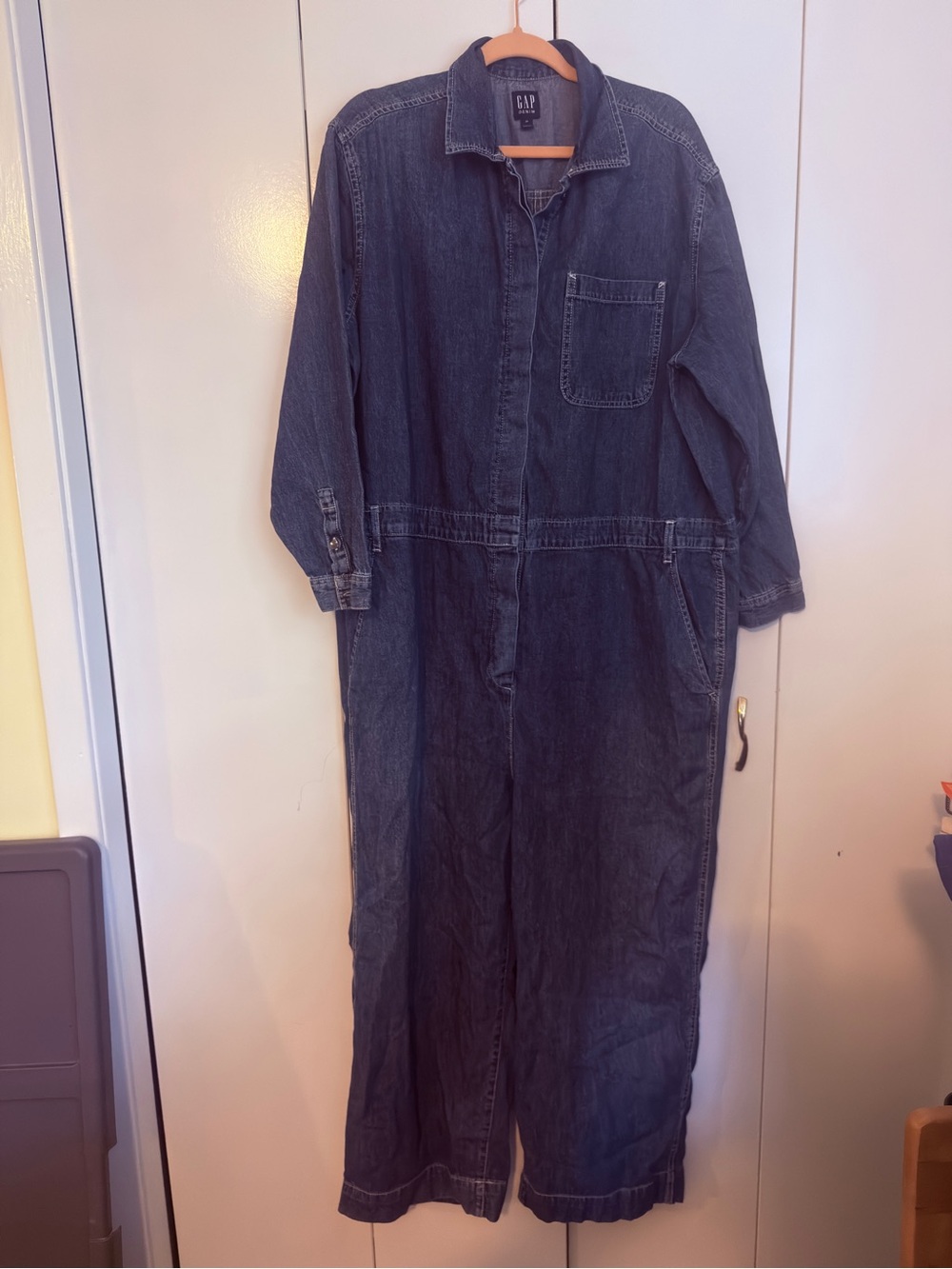 GAP Long-Sleeve Denim Jumpsuit - Dark Blue